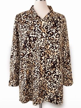 Talbots 3X Leopard Print Button-Up Shirt Casual Animal print Women’s